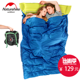 NH情侣双人睡袋冬季加宽加厚保暖户外野营室内午休成人双人棉睡袋