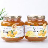 【全南专卖店】送勺 韩国原装柚子茶 韩国全南蜂蜜柚子茶1kg*2瓶