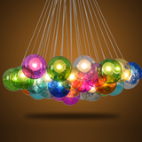 皇马现代简约创意客厅吊灯led复式楼梯七彩球泡泡个性玻璃吊灯