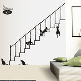 DIY可移除防水墙贴画客厅卧室玄关沙发背景装饰贴纸壁纸楼梯小猫