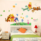 儿童房男孩房间装饰卡通动物墙贴纸 卧室床头装饰维尼熊墙贴画