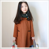2015韩版儿童秋冬季加绒加绒连衣裙女童不倒绒大童宽松中长款卫衣