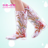 特价新款亮面女式高筒雨鞋雨靴水鞋水晶果冻雨鞋套鞋白底凤凰