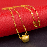 玲珑珠宝香港18K黄金项链女士苹果吊坠 O型链可穿手链情人节礼物