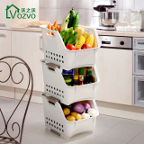 新款日式收纳架3个装加厚塑料厨房置物架水果蔬菜收纳架储物架