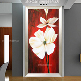 手工绘制油画抽象画 客厅玄关装饰画走廊过道挂画质感花卉竖挂画