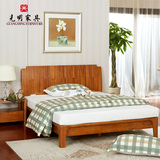 光明家具 现代中式全实木橡木双人床单人床 1.2/1.5米儿童床婚床