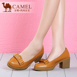 camel骆驼女鞋 春季休闲百搭女鞋简约粗跟单鞋