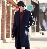 韩国代购秋冬季羊绒男士大衣呢子中长款加厚羊绒毛呢外套男装保暖