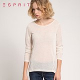 ESPRIT EDC 女士 前短后长微透长袖T恤-025CC1K013