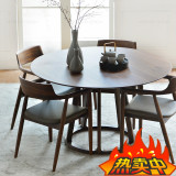 北欧宜家榆木圆餐桌 简约全实木圆餐桌茶几 小户型创意餐桌椅组合
