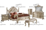 美式实木软包床法式复古 欧式高档实木家具 高档时尚宜家客厅