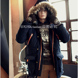 韩国代购新款男装外套东大门正品15冬季潮英伦加厚中长款棉衣棉服