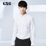 GXG男装 2016夏季新品 修身款白色刺绣长袖商务男士衬衫#62803002