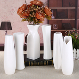 陶瓷花瓶30cm高 圆口简约方口纯白色花插 水培花瓶可装水欧式包邮