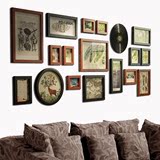简约现代实木照片墙黑白相框墙客厅沙发装饰背景挂墙创意画框组合