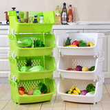 百露加厚厨房置物架落地蔬菜置物架水果厨房用品转角架塑料置物架