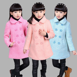 冬季2015新款童装女童呢大衣韩版加厚中大童毛呢子外套中长款大衣