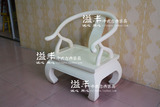 现代新中式仿古家具实木老榆木白色圈椅围椅太师扶手椅明清官帽椅