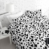 简约2.4米宽幅纯棉加厚帆布黑白奶牛块沙发桌布窗帘面料床单布料