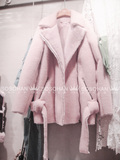 韩国东大门代购2015冬装韩版时尚加厚羊羔毛机车夹克外套女N2266