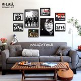 披头士乐队装饰画现代客厅黑白有框画挂画欧美摇滚明星海报墙壁画