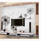 现代简约客厅沙发卧室电视背景墙纸大型壁画 素描蒲公英无缝壁纸