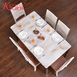 凯迪林大理石餐桌椅组合现代简约中式 实木餐台饭桌 6人小户型