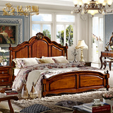 法莉娜全实木床中式双人床 欧式床深色卧室家具高箱储物床婚床D05