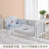 生儿白色婴儿床实木多功能加大尺寸可加长变儿童床摇床高档环保新