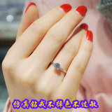 情侣戒指对戒韩版创意简约结婚六爪镀银戒子男女求婚仿真钻石戒指