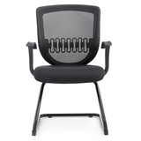简约现代网布黑色会议椅弓脚固定加厚钢架坐垫椅子洽谈椅会客办公