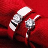 钻石戒指周大福情侣对戒铂金钻戒白金男女士一对结婚求婚纯银礼物