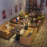 定制实木咖啡厅桌椅皮艺西餐厅卡座坐沙发甜品店餐桌椅奶茶店桌椅