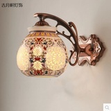 特价 简约现代中式灯陶瓷卧室床头客厅走廊欧式壁灯过道灯具8048