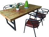 铁艺复古原木钢木餐桌设计师餐桌椅实木餐厅长桌大型会议桌椅组合