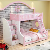 母子床组合床双层床上下床 粉色儿童子母床女孩 高低床两层公主床