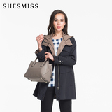 SHESMISS2016年春季风衣外套女中款 长袖宽松休闲韩版连帽风衣女