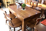 老榆木餐桌一桌四/六椅长方形饭桌中式餐厅全实木餐桌椅组合餐台