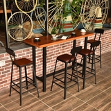 美式铁艺星巴克桌椅高脚吧椅咖啡厅实木餐桌酒吧吧凳快餐靠背椅子
