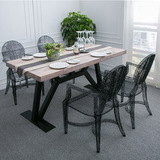 美式餐桌椅组合家用饭桌长方形实木桌子餐厅咖啡厅桌椅铁艺办公桌