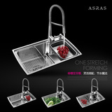 多功能一体成型加厚304不锈钢水槽大单槽厨房洗菜盆阿萨斯欧式