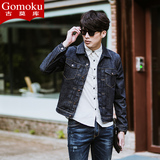 古莫库秋季外套男韩版修身英伦男士牛仔衣夹克青少年学生上衣潮流