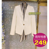 百丝BAISI专柜正品16春 时尚简洁 白色长袖单扣西装外套ABC502004