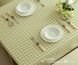双面桌布布艺 田园小清新餐桌布 台布 茶几布绿色小格子桌布包邮
