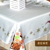 外贸原单 白色酒红色印花卡通可爱圣诞桌布桌带桌旗盘垫 特价处理