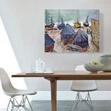 莫奈海边渔船餐厅抽象油画装饰画玄关挂画印象派无框画定制帆布画