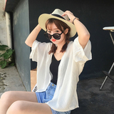 夏季女装和服雪纺衫短外套韩版薄款透视宽松七分袖防晒衣上衣开衫