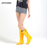 Joy Corn英伦女士亮色高筒雨鞋女 时尚简约水鞋套鞋春季雨靴女