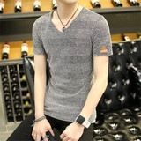 男士短袖T恤V领青年夏季韩版潮流男装半袖大码学生衣服修身体恤衫
